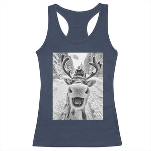 Funny Reindeer Selfie Christmas Racerback Tank Top TS10 Navy Print Your Wear