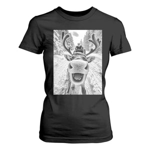 Funny Reindeer Selfie Christmas T Shirt For Women TS10 Black Print Your Wear