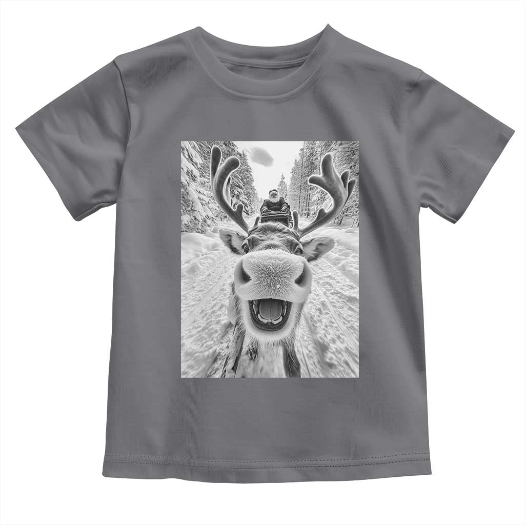 Funny Reindeer Selfie Christmas Toddler T Shirt TS10 Charcoal Print Your Wear