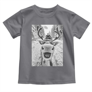 Funny Reindeer Selfie Christmas Toddler T Shirt TS10 Charcoal Print Your Wear