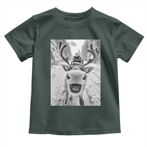 Funny Reindeer Selfie Christmas Toddler T Shirt TS10 Dark Forest Green Print Your Wear