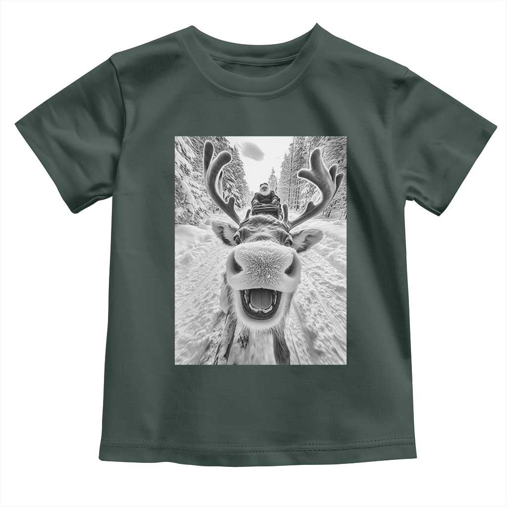 Funny Reindeer Selfie Christmas Toddler T Shirt TS10 Dark Forest Green Print Your Wear
