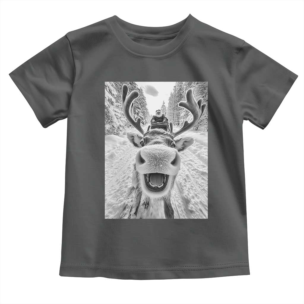 Funny Reindeer Selfie Christmas Toddler T Shirt TS10 Dark Heather Print Your Wear