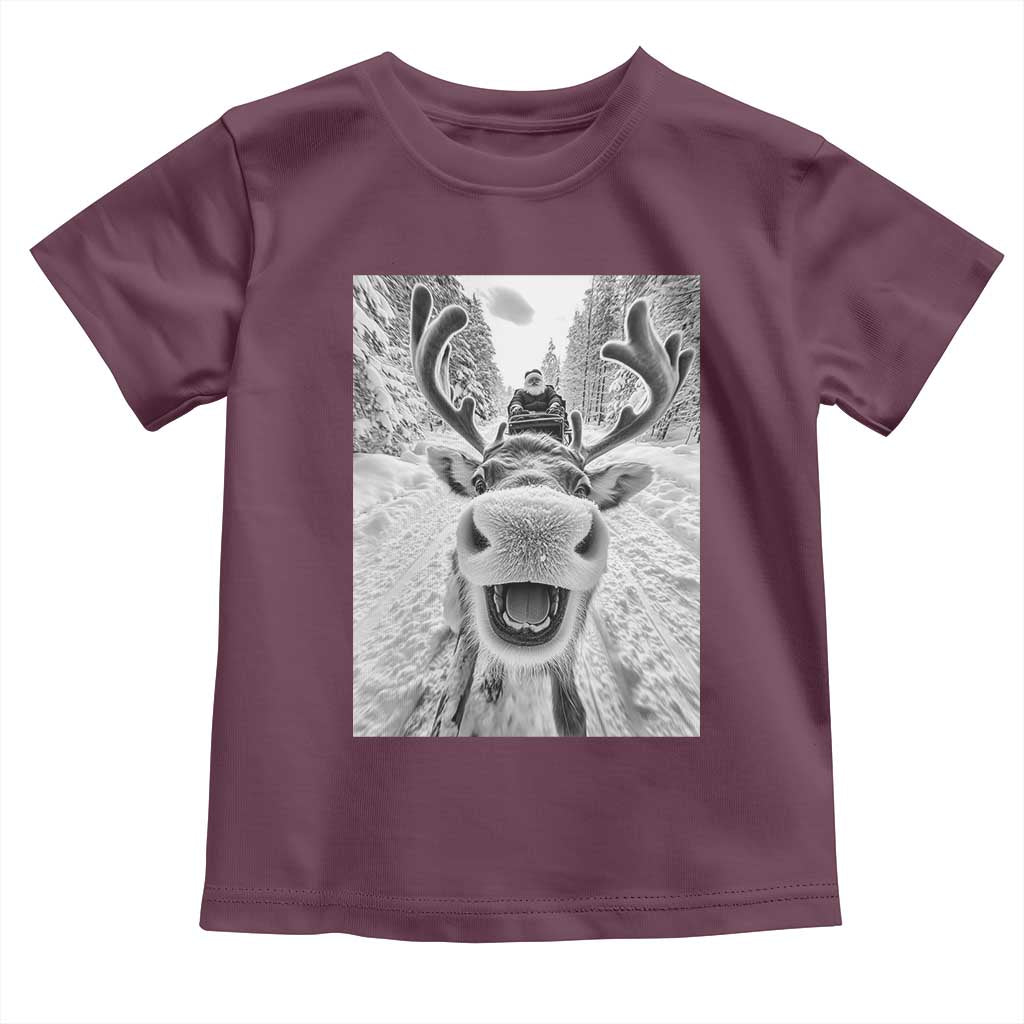 Funny Reindeer Selfie Christmas Toddler T Shirt TS10 Maroon Print Your Wear