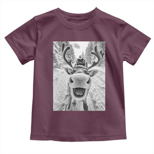 Funny Reindeer Selfie Christmas Toddler T Shirt TS10 Maroon Print Your Wear