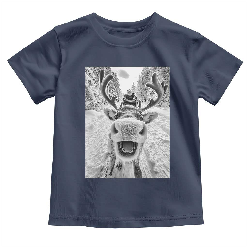Funny Reindeer Selfie Christmas Toddler T Shirt TS10 Navy Print Your Wear