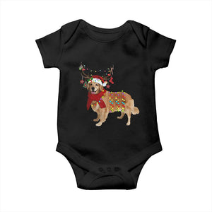 Golden Retriever Christmas Baby Onesie Gift for Dog Lover Happy New Year Xmas Lights TS10 Black Print Your Wear