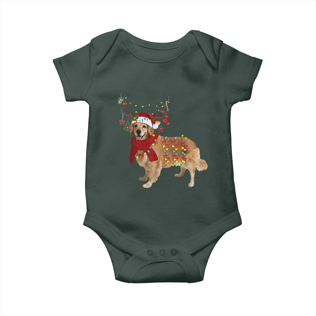 Golden Retriever Christmas Baby Onesie Gift for Dog Lover Happy New Year Xmas Lights TS10 Print Your Wear
