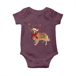 Golden Retriever Christmas Baby Onesie Gift for Dog Lover Happy New Year Xmas Lights TS10 Maroon Print Your Wear