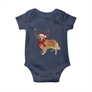 Golden Retriever Christmas Baby Onesie Gift for Dog Lover Happy New Year Xmas Lights TS10 Navy Print Your Wear