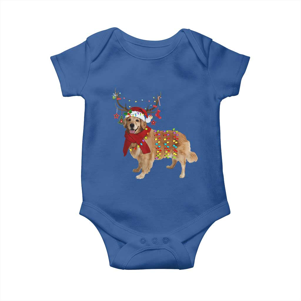 Golden Retriever Christmas Baby Onesie Gift for Dog Lover Happy New Year Xmas Lights TS10 Royal Blue Print Your Wear