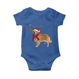 Golden Retriever Christmas Baby Onesie Gift for Dog Lover Happy New Year Xmas Lights TS10 Royal Blue Print Your Wear