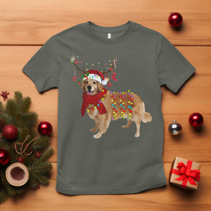 Golden Retriever Christmas T Shirt Gift for Dog Lover Happy New Year Xmas Lights TS10 Military Green Print Your Wear