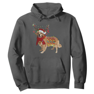 Golden Retriever Christmas Hoodie Gift for Dog Lover Happy New Year Xmas Lights TS10 Dark Heather Print Your Wear
