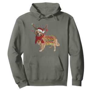 Golden Retriever Christmas Hoodie Gift for Dog Lover Happy New Year Xmas Lights TS10 Military Green Print Your Wear