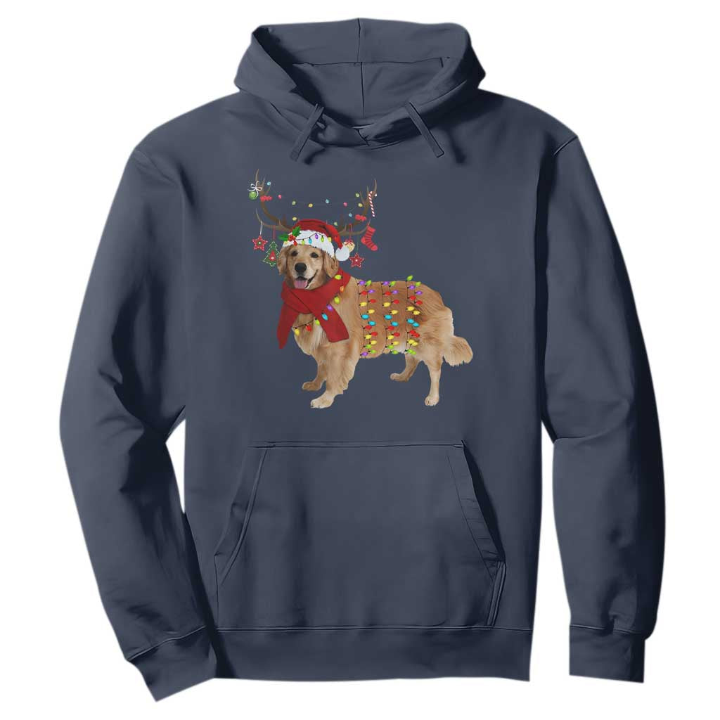 Golden Retriever Christmas Hoodie Gift for Dog Lover Happy New Year Xmas Lights TS10 Navy Print Your Wear
