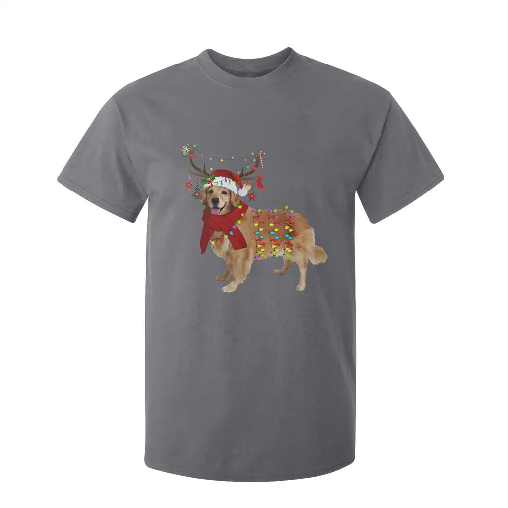 Golden Retriever Christmas T Shirt For Kid Gift for Dog Lover Happy New Year Xmas Lights TS10 Charcoal Print Your Wear