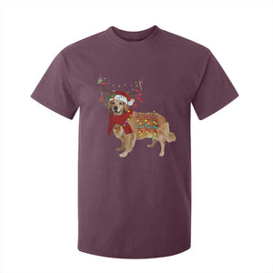 Golden Retriever Christmas T Shirt For Kid Gift for Dog Lover Happy New Year Xmas Lights TS10 Maroon Print Your Wear