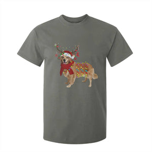 Golden Retriever Christmas T Shirt For Kid Gift for Dog Lover Happy New Year Xmas Lights TS10 Military Green Print Your Wear