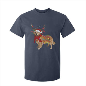 Golden Retriever Christmas T Shirt For Kid Gift for Dog Lover Happy New Year Xmas Lights TS10 Navy Print Your Wear