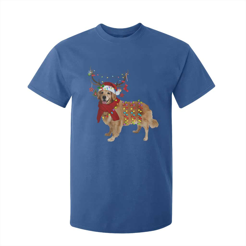 Golden Retriever Christmas T Shirt For Kid Gift for Dog Lover Happy New Year Xmas Lights TS10 Royal Blue Print Your Wear