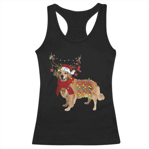 Golden Retriever Christmas Racerback Tank Top Gift for Dog Lover Happy New Year Xmas Lights TS10 Black Print Your Wear