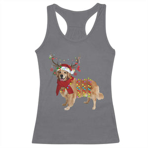 Golden Retriever Christmas Racerback Tank Top Gift for Dog Lover Happy New Year Xmas Lights TS10 Charcoal Print Your Wear