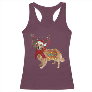 Golden Retriever Christmas Racerback Tank Top Gift for Dog Lover Happy New Year Xmas Lights TS10 Maroon Print Your Wear
