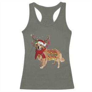 Golden Retriever Christmas Racerback Tank Top Gift for Dog Lover Happy New Year Xmas Lights TS10 Military Green Print Your Wear