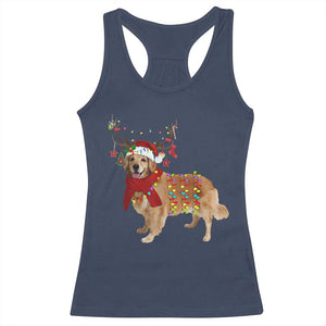 Golden Retriever Christmas Racerback Tank Top Gift for Dog Lover Happy New Year Xmas Lights TS10 Navy Print Your Wear