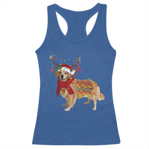 Golden Retriever Christmas Racerback Tank Top Gift for Dog Lover Happy New Year Xmas Lights TS10 Royal Blue Print Your Wear