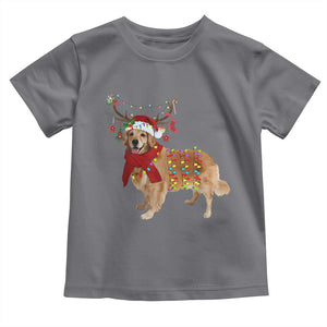 Golden Retriever Christmas Toddler T Shirt Gift for Dog Lover Happy New Year Xmas Lights TS10 Charcoal Print Your Wear