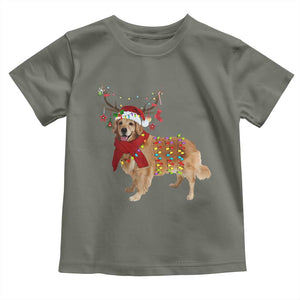 Golden Retriever Christmas Toddler T Shirt Gift for Dog Lover Happy New Year Xmas Lights TS10 Military Green Print Your Wear
