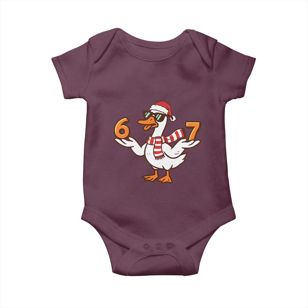 67 Christmas Silly Goose Baby Onesie 6 7 Meme Funny Six Seven Gen Alpha Slang TS10 Maroon Print Your Wear