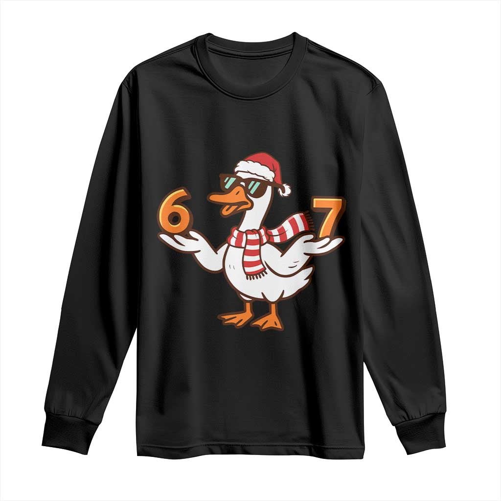 67 Christmas Silly Goose Long Sleeve Shirt 6 7 Meme Funny Six Seven Gen Alpha Slang TS10 Black Print Your Wear