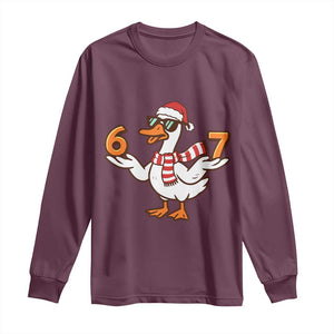67 Christmas Silly Goose Long Sleeve Shirt 6 7 Meme Funny Six Seven Gen Alpha Slang TS10 Maroon Print Your Wear