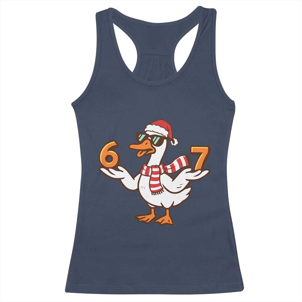 67 Christmas Silly Goose Racerback Tank Top 6 7 Meme Funny Six Seven Gen Alpha Slang TS10 Navy Print Your Wear