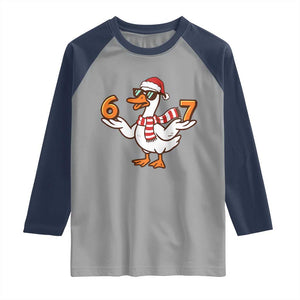 67 Christmas Silly Goose Raglan Shirt 6 7 Meme Funny Six Seven Gen Alpha Slang TS10 Sport Gray Navy Print Your Wear