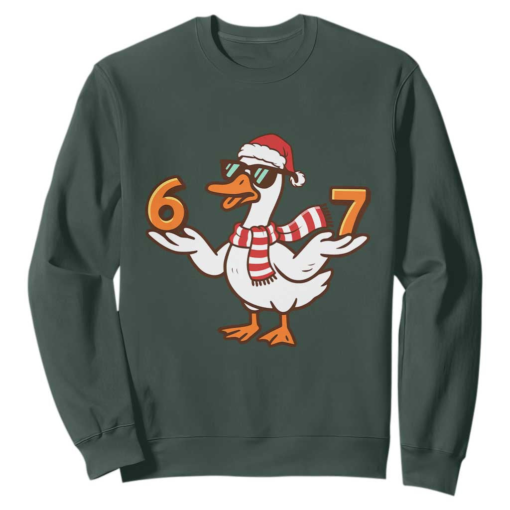 67 Christmas Silly Goose Sweatshirt 6 7 Meme Funny Six Seven Gen Alpha Slang TS10 Dark Forest Green Print Your Wear