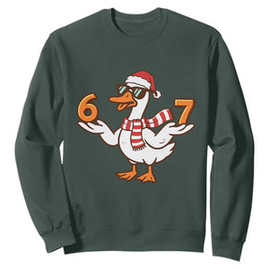 67 Christmas Silly Goose Sweatshirt 6 7 Meme Funny Six Seven Gen Alpha Slang TS10 Dark Forest Green Print Your Wear