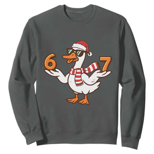 67 Christmas Silly Goose Sweatshirt 6 7 Meme Funny Six Seven Gen Alpha Slang TS10 Dark Heather Print Your Wear