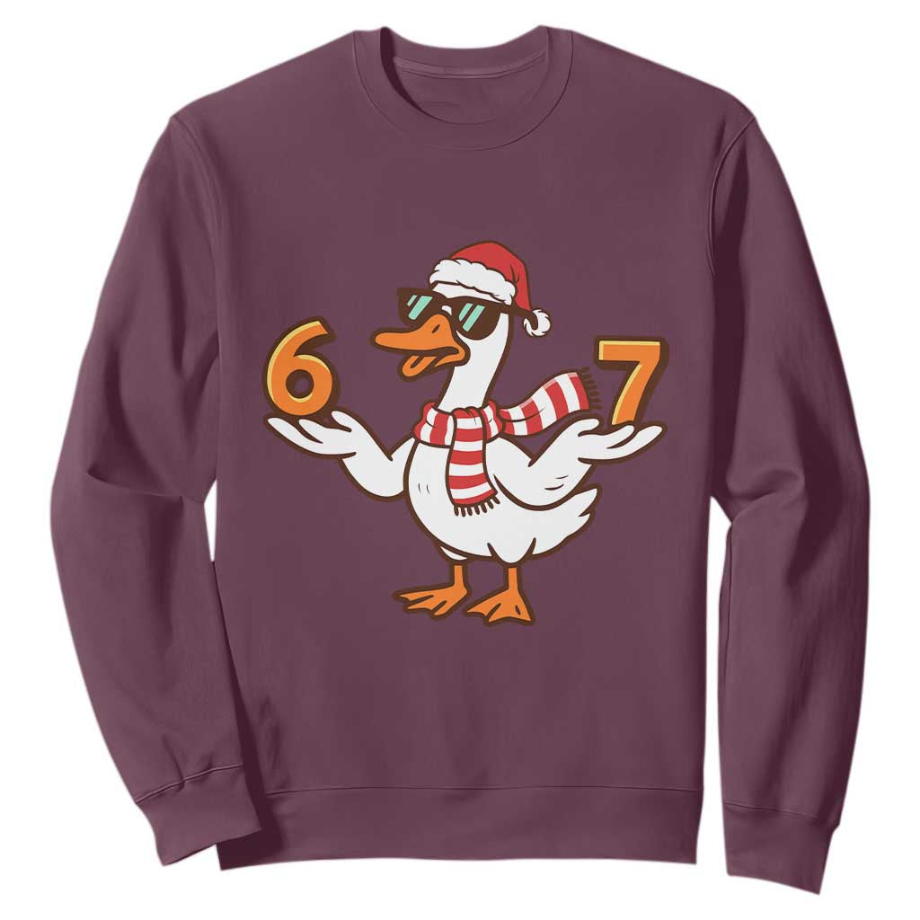 67 Christmas Silly Goose Sweatshirt 6 7 Meme Funny Six Seven Gen Alpha Slang TS10 Maroon Print Your Wear