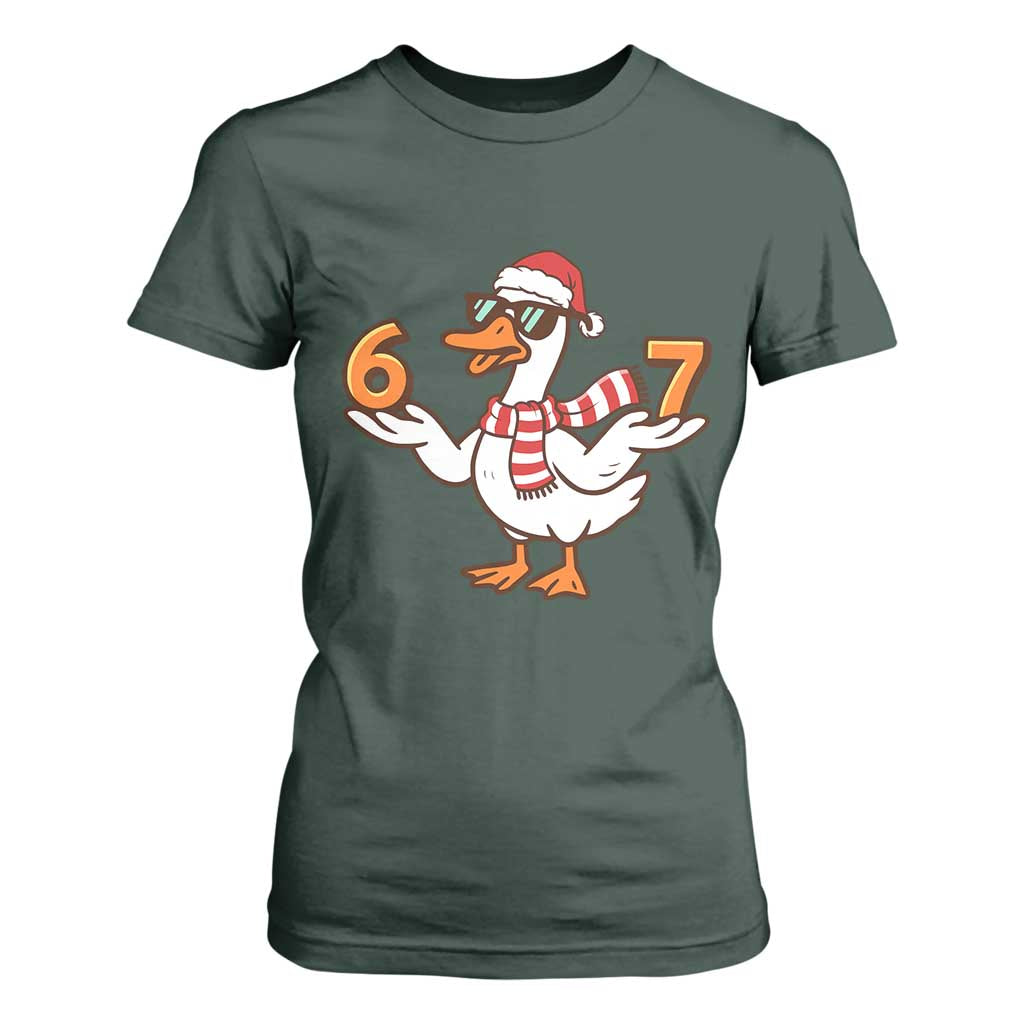 67 Christmas Silly Goose T Shirt For Women 6 7 Meme Funny Six Seven Gen Alpha Slang TS10 Dark Forest Green Print Your Wear