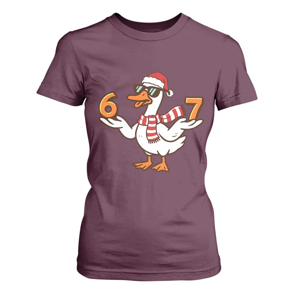 67 Christmas Silly Goose T Shirt For Women 6 7 Meme Funny Six Seven Gen Alpha Slang TS10 Maroon Print Your Wear