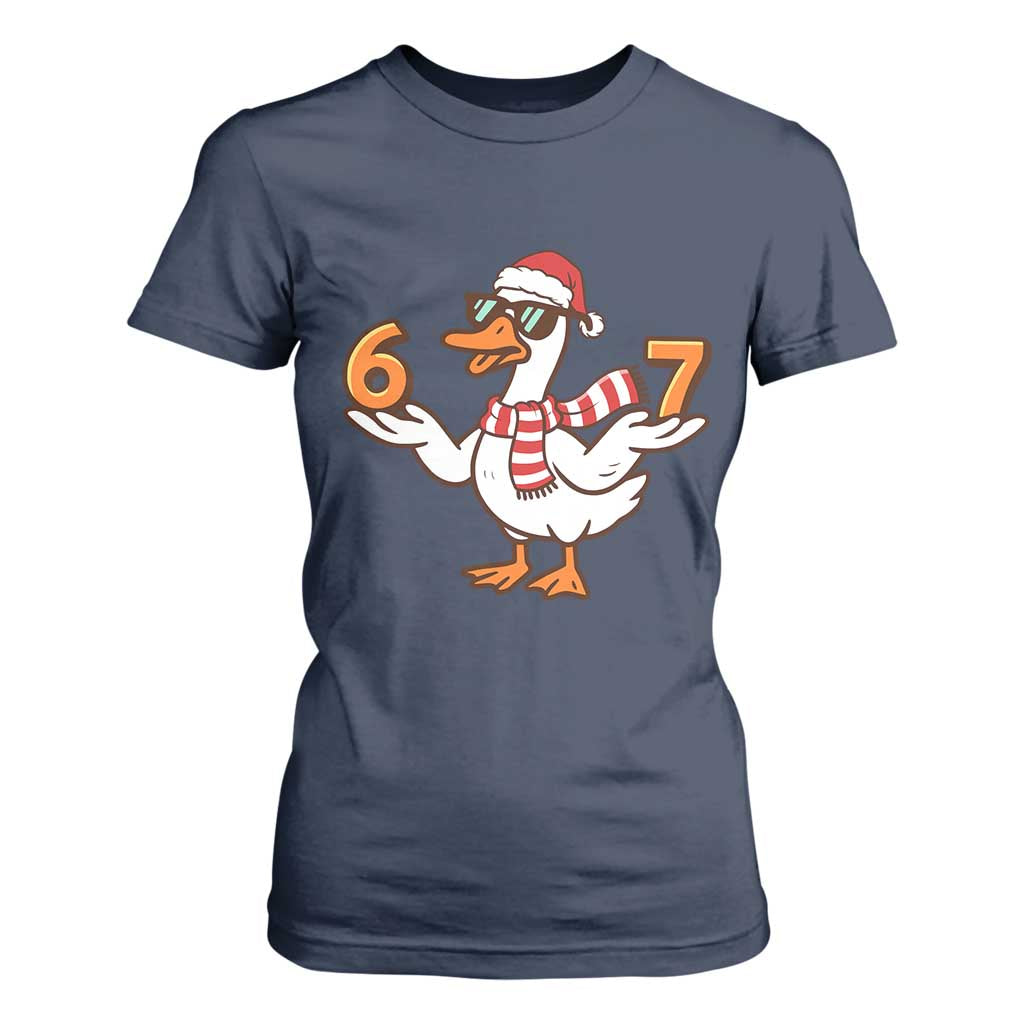 67 Christmas Silly Goose T Shirt For Women 6 7 Meme Funny Six Seven Gen Alpha Slang TS10 Navy Print Your Wear