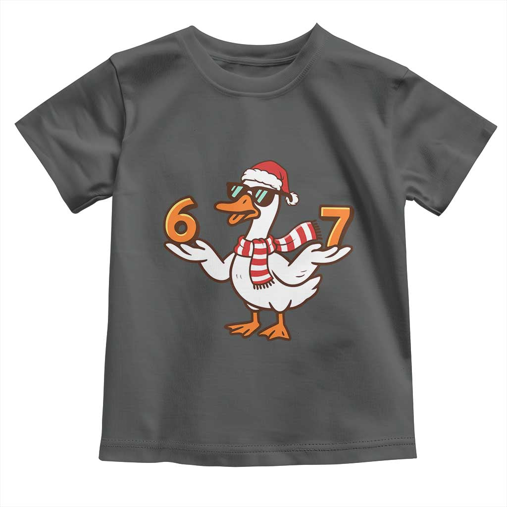 67 Christmas Silly Goose Toddler T Shirt 6 7 Meme Funny Six Seven Gen Alpha Slang TS10 Dark Heather Print Your Wear