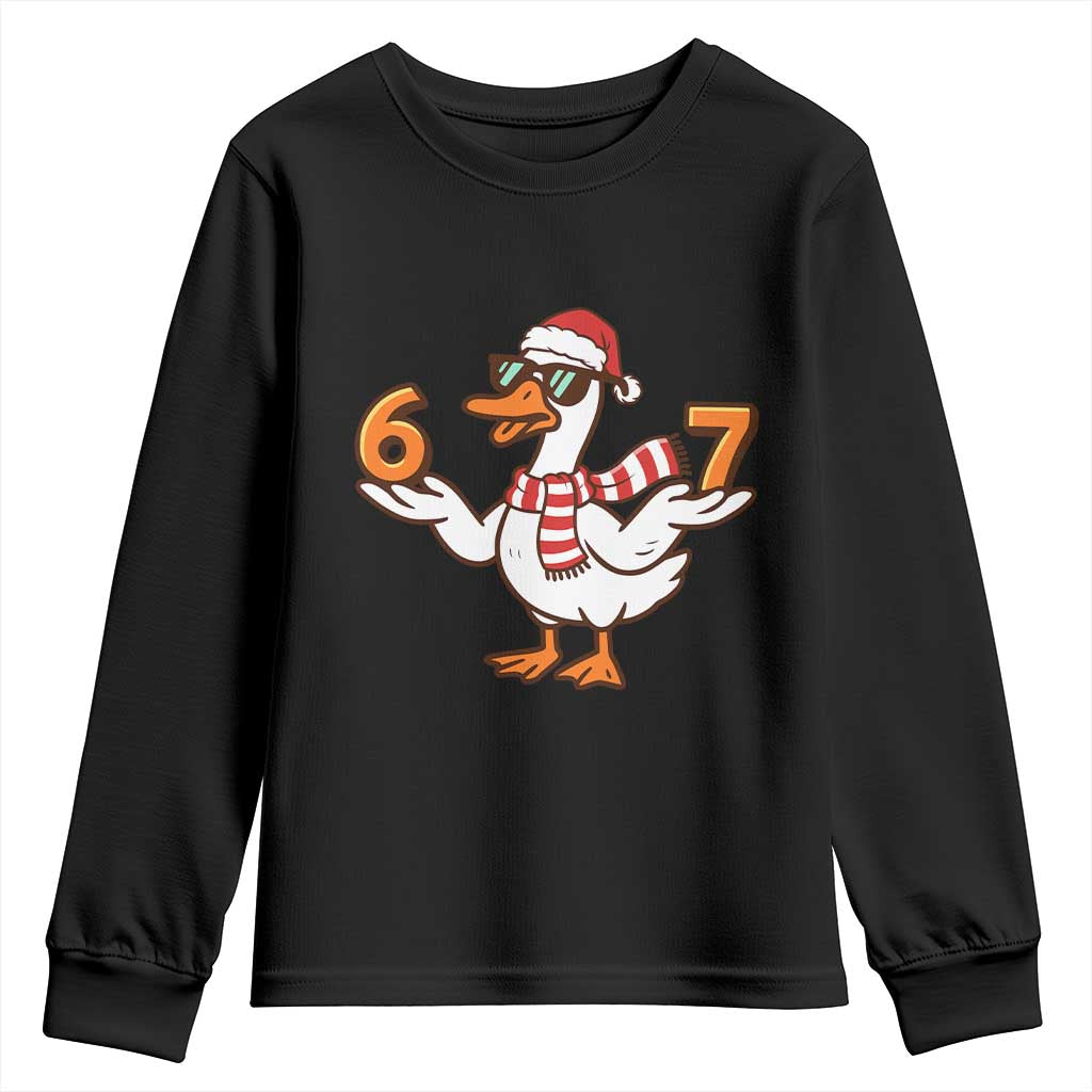 67 Christmas Silly Goose Youth Sweatshirt 6 7 Meme Funny Six Seven Gen Alpha Slang TS10 Black Print Your Wear