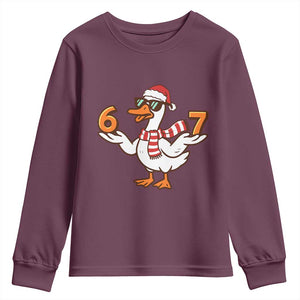 67 Christmas Silly Goose Youth Sweatshirt 6 7 Meme Funny Six Seven Gen Alpha Slang TS10 Maroon Print Your Wear