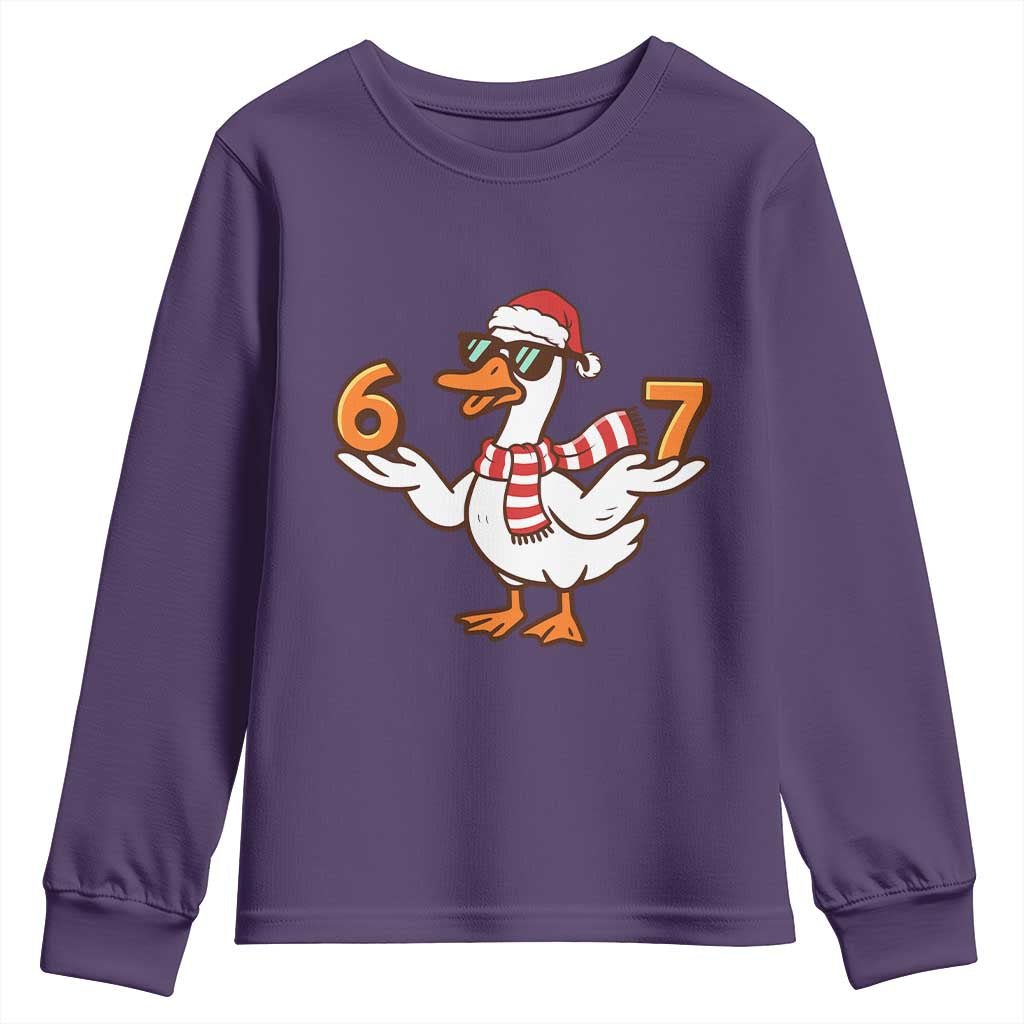 67 Christmas Silly Goose Youth Sweatshirt 6 7 Meme Funny Six Seven Gen Alpha Slang TS10 Purple Print Your Wear
