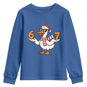 67 Christmas Silly Goose Youth Sweatshirt 6 7 Meme Funny Six Seven Gen Alpha Slang TS10 Royal Blue Print Your Wear